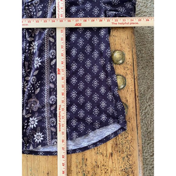 Style & Co Womens Floral Button-Front Blouse XL Purple White 3/4 Sleeve Cotton - Picture 6 of 6